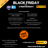 Black Friday & Cyber Monday Exclusive: Free Strategy Call for Digital Health Innovators – Appoint Med-Di-Dia as Your Regulatory Risk Partner!